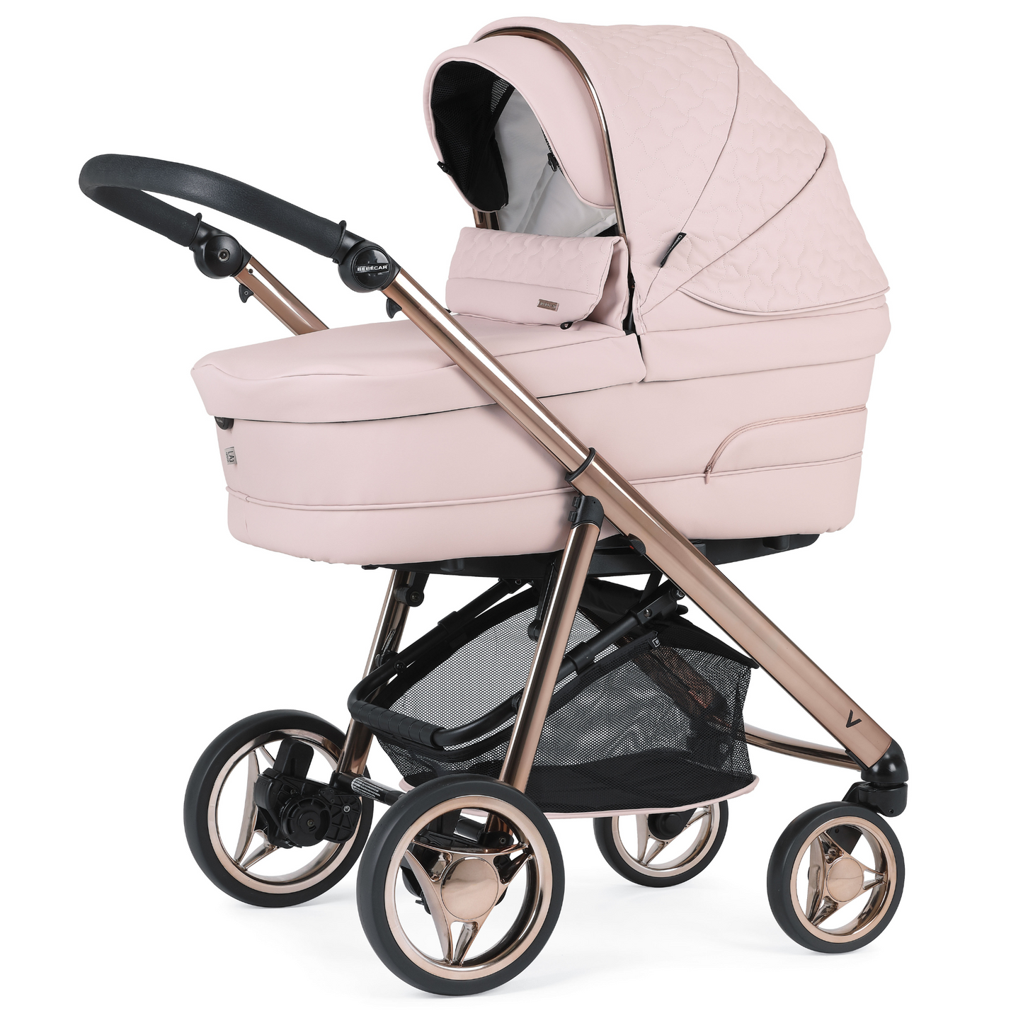 EX-DISPLAY Bebecar V-Pack Travel System - Pink Opal with bag/footmuff