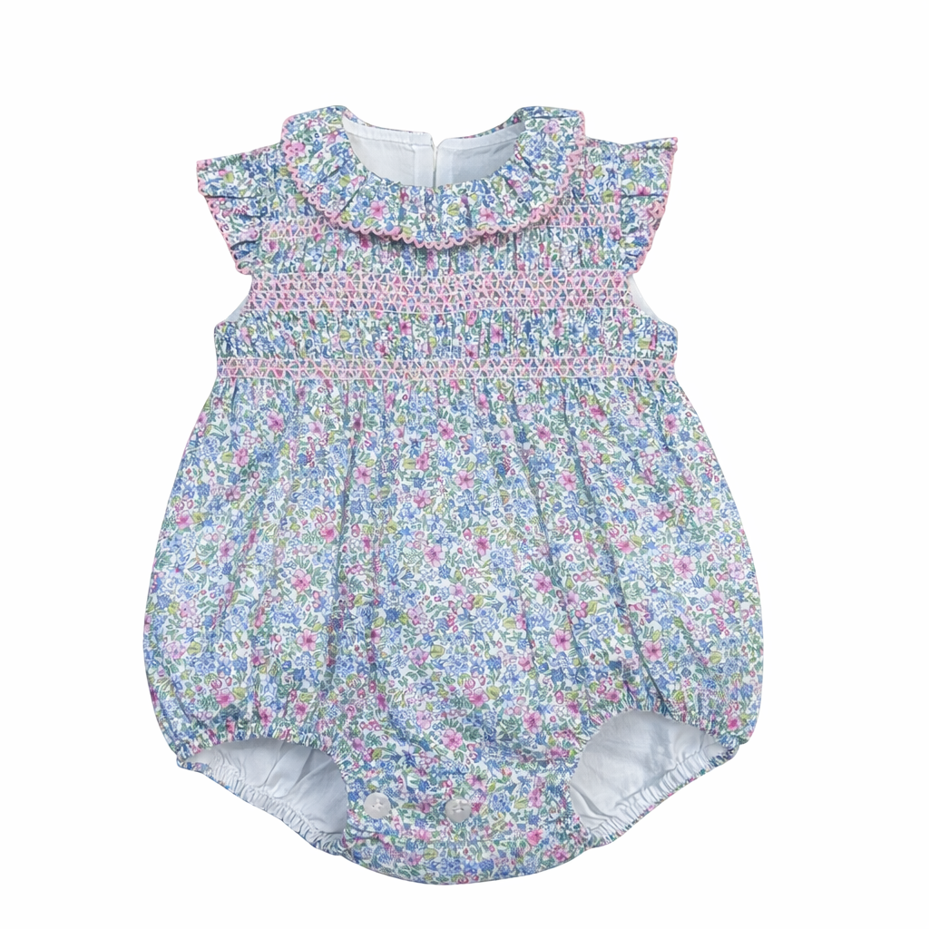 Sardon Baby Girls Floral Smock Romper