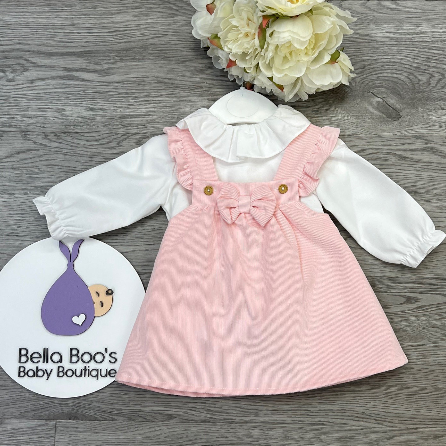 Girls Pink Pinafore Dress set