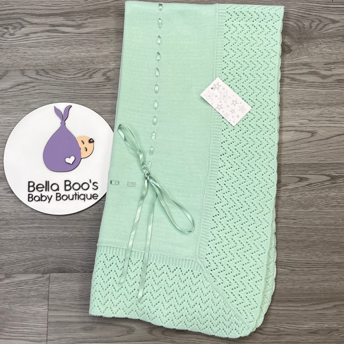 Mint Ribbon Slot Shawl