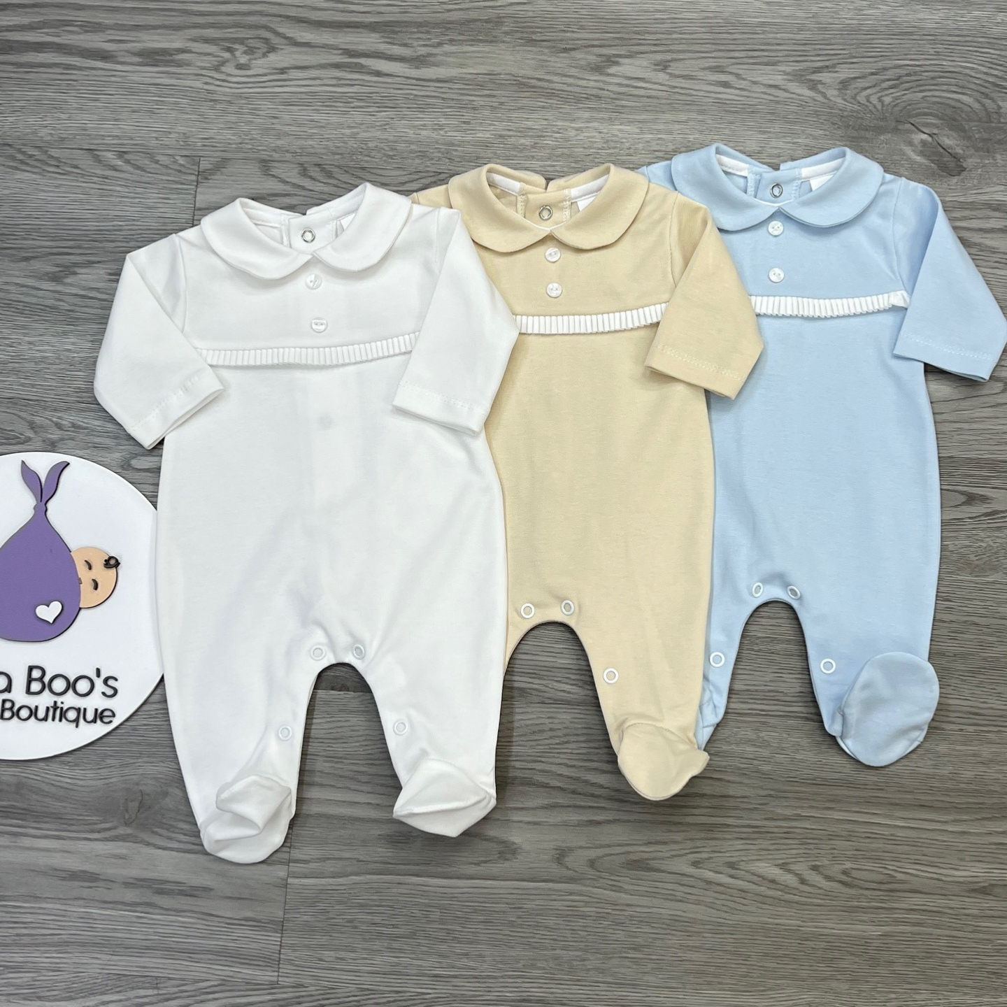 Biscuit/Beige Cotton Babygrow