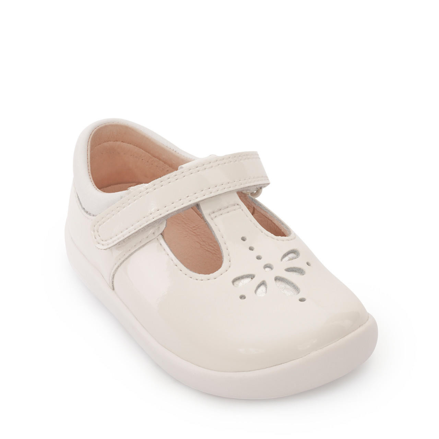 Start Rite Puzzle White Patent Girls Riptape First Walking Shoes