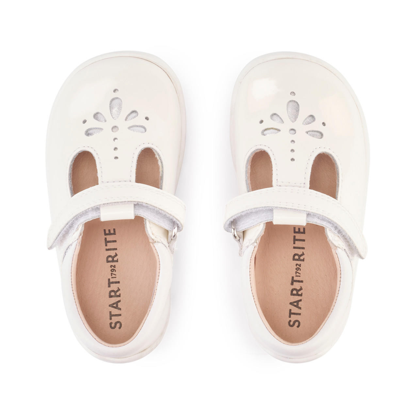 Start Rite Puzzle White Patent Girls Riptape First Walking Shoes