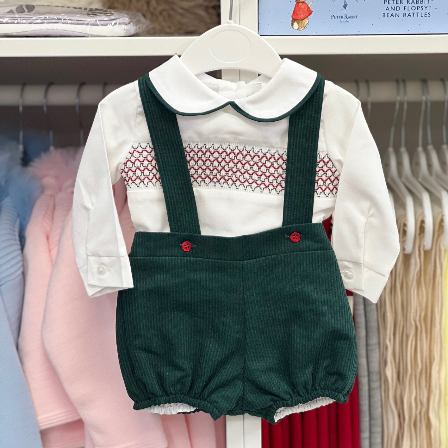 Boys Green Smock Two Piece Set