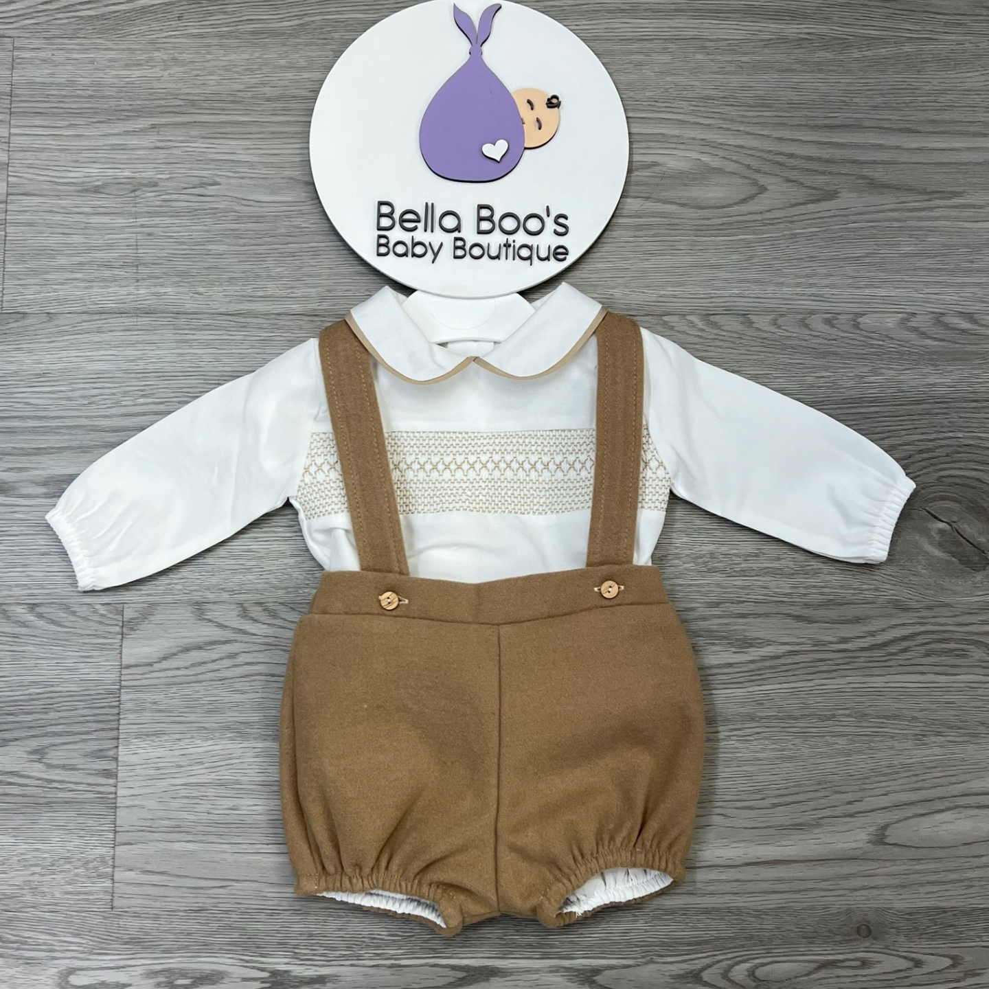 Boys Camel Smock Two Piece Set