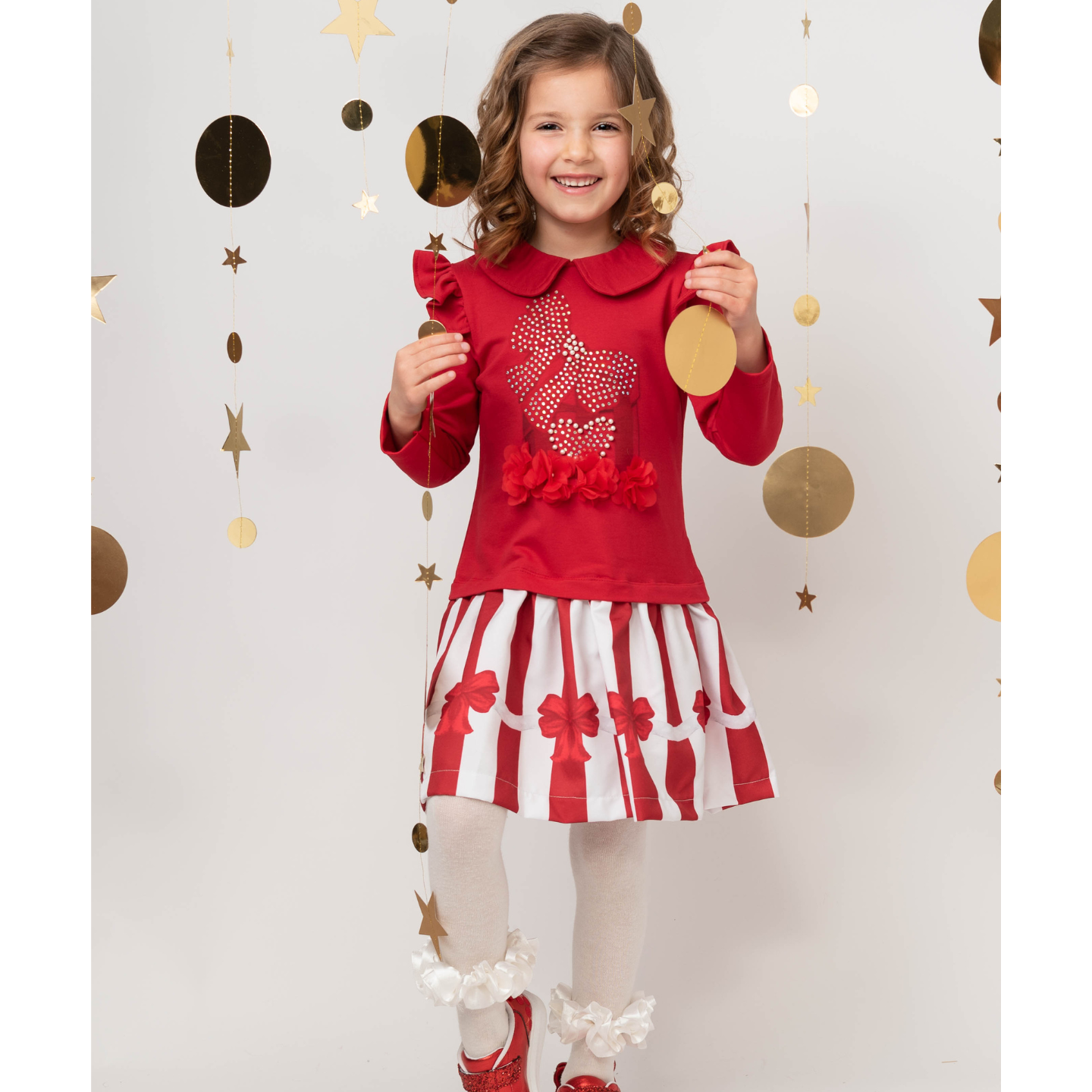 Caramelo Girls Red Present Jumper Dress