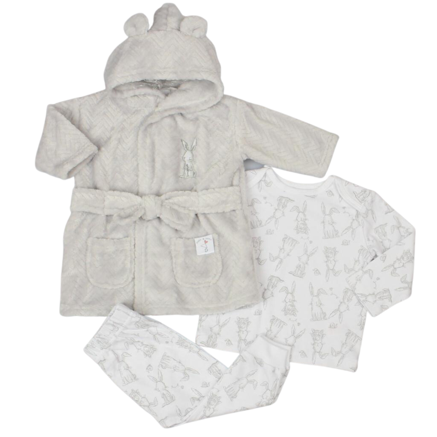 Grey Bunny Dressing Gown Pyjama set Bella Boo s Baby Boutique