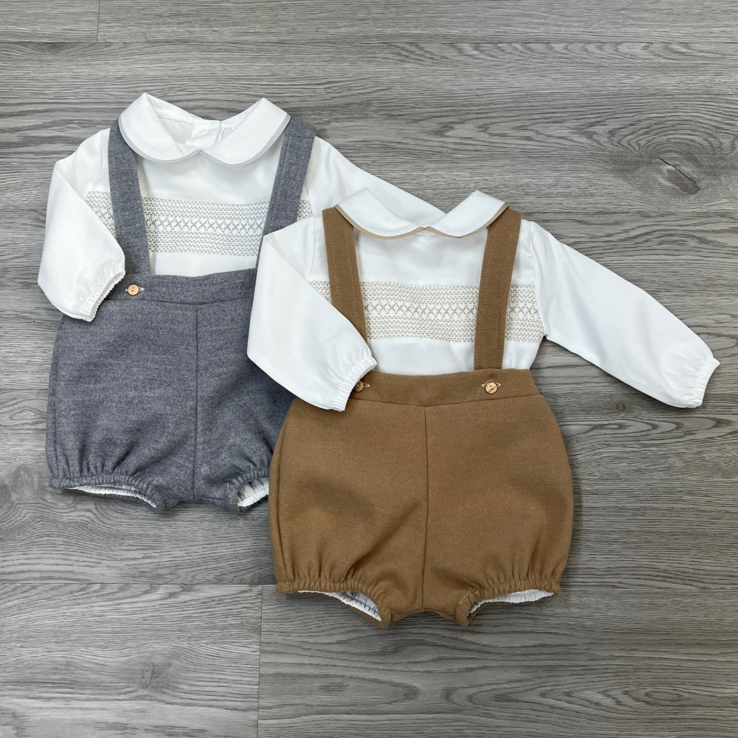 Boys Grey Smock Two Piece Set
