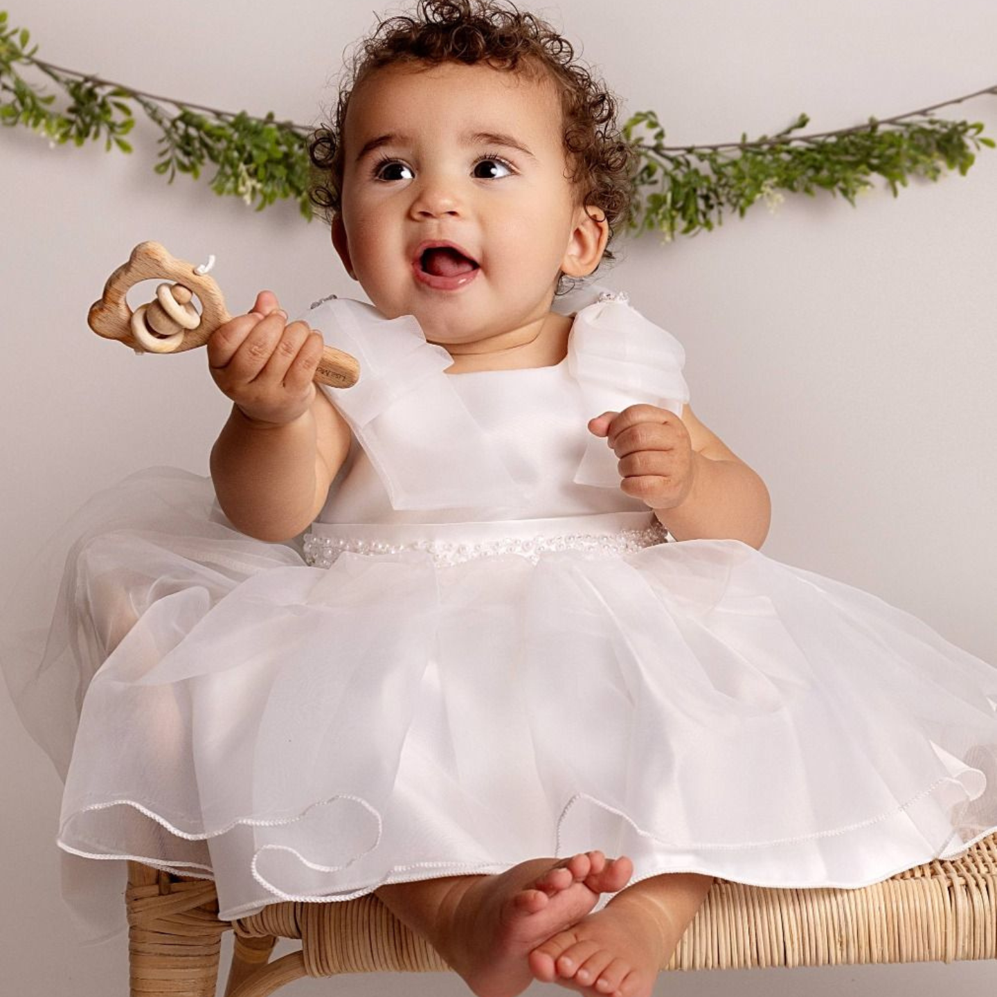 Baby Girls White Bow Occasion Dress