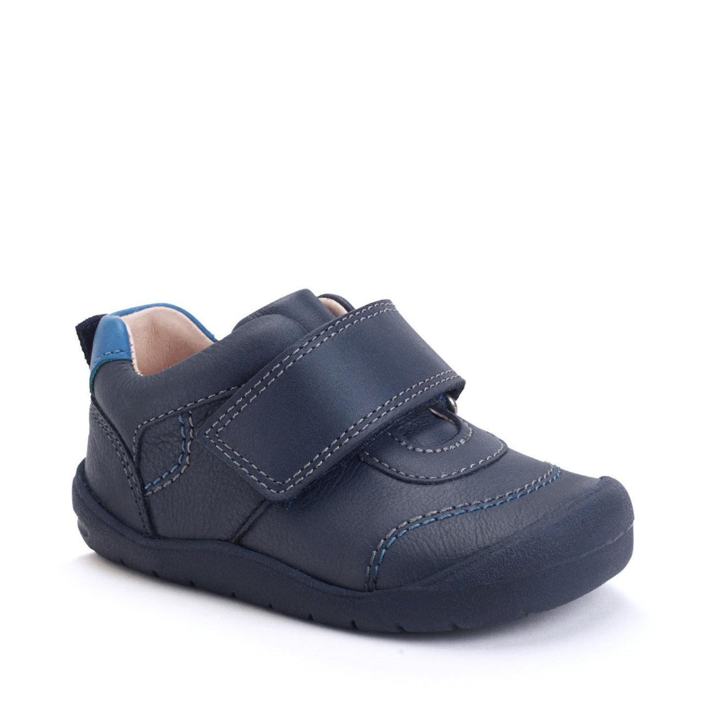 Start Rite Summit Navy Blue Leather Boys Rip Tape First Walking Shoe