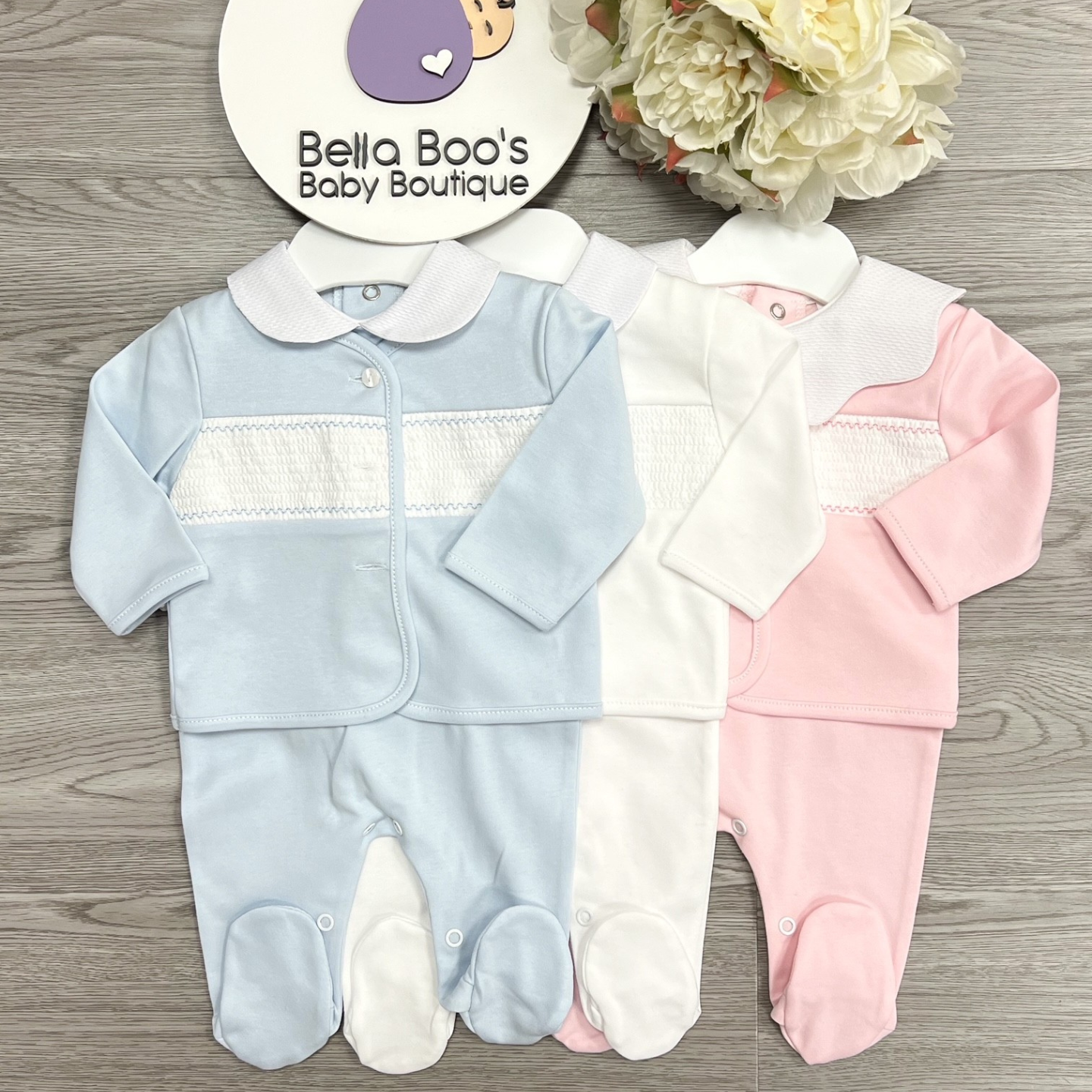 White Smock Sleepsuit & Jacket Set