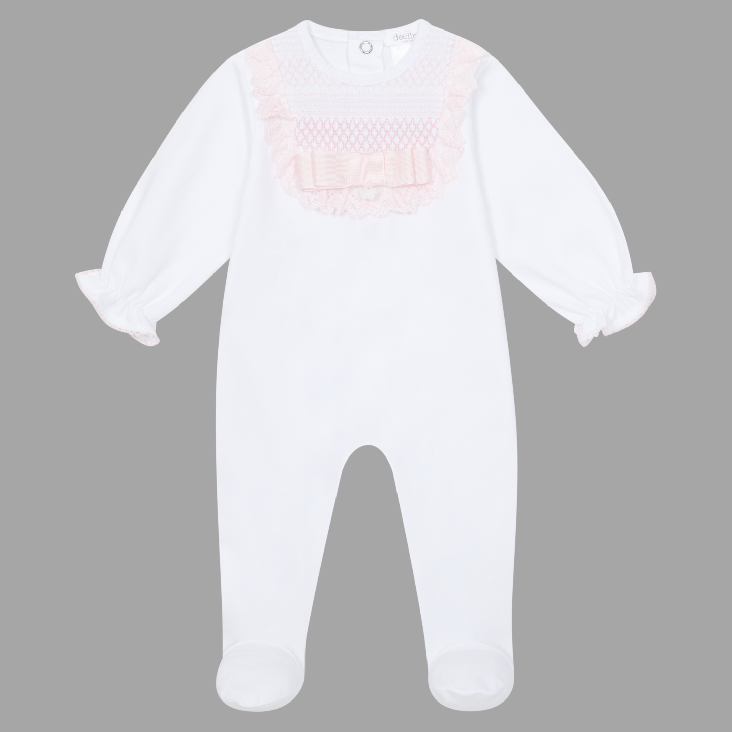 Deolinda Girls White/Pink Smock All In One