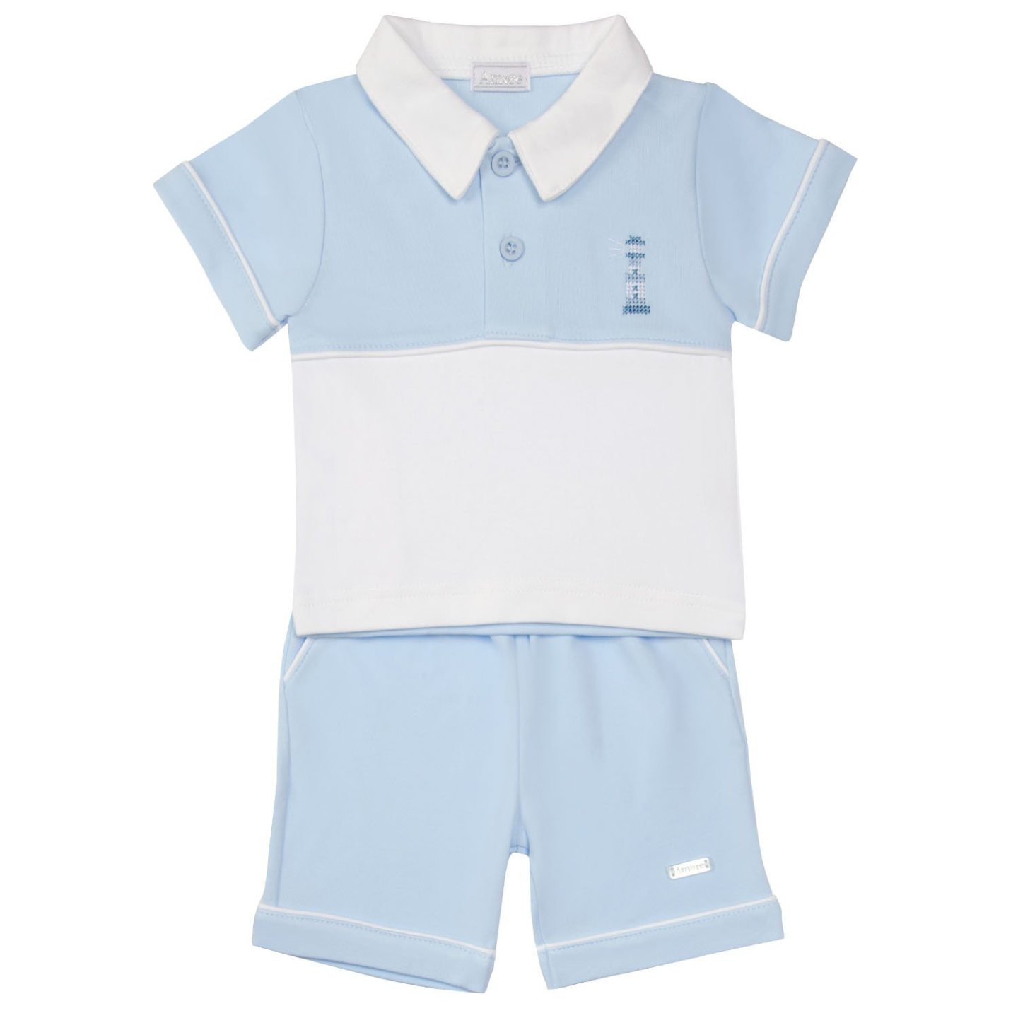 Amore Boys Two Piece Blue Short Set
