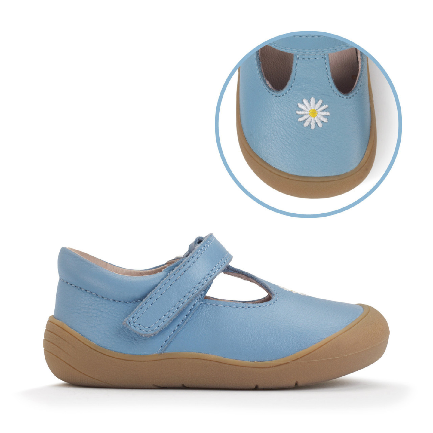 Start Rite Floret Cornflower Blue Leather Riptape First Walking Shoe