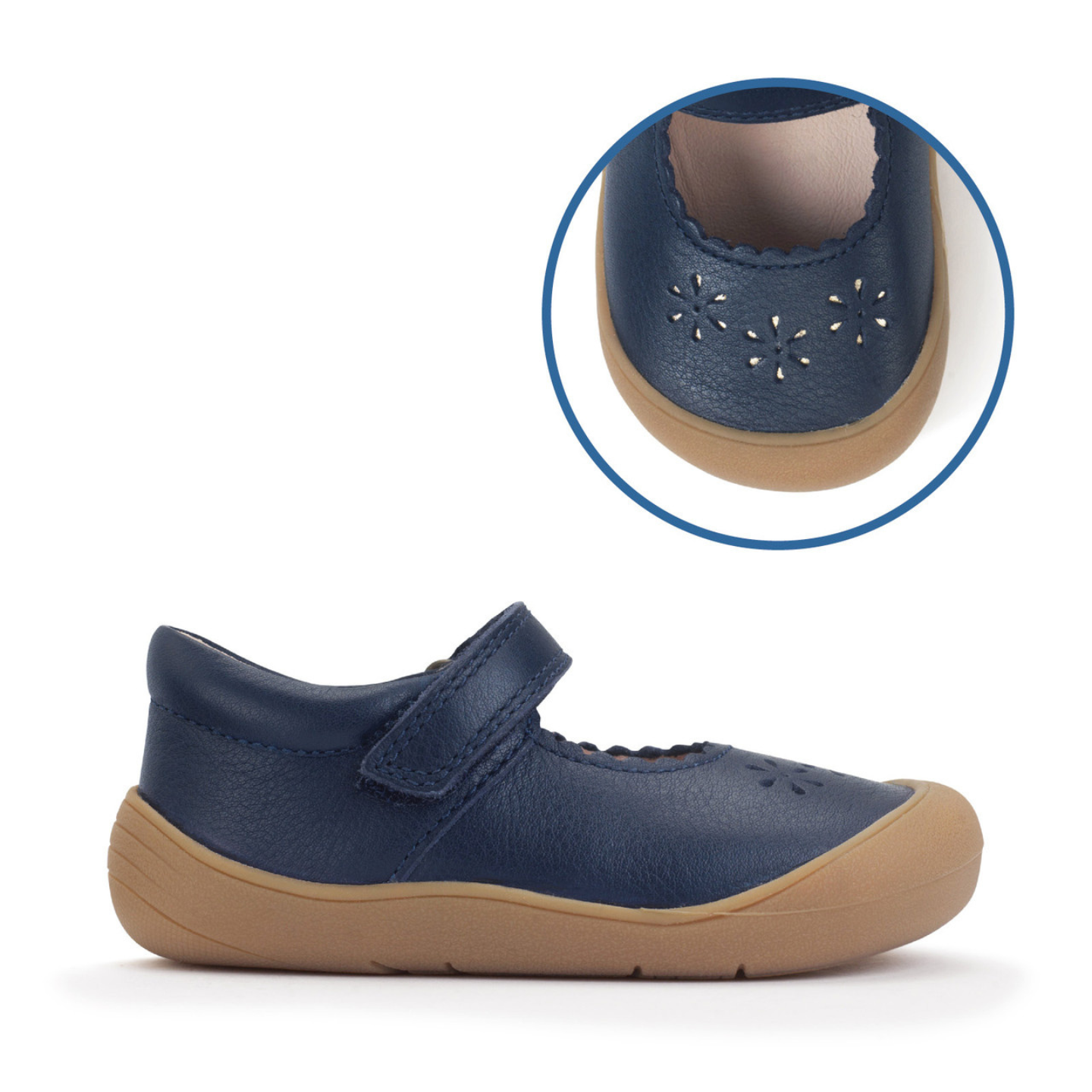 Start Rite Eva Navy Leather Riptape First Walking Shoe