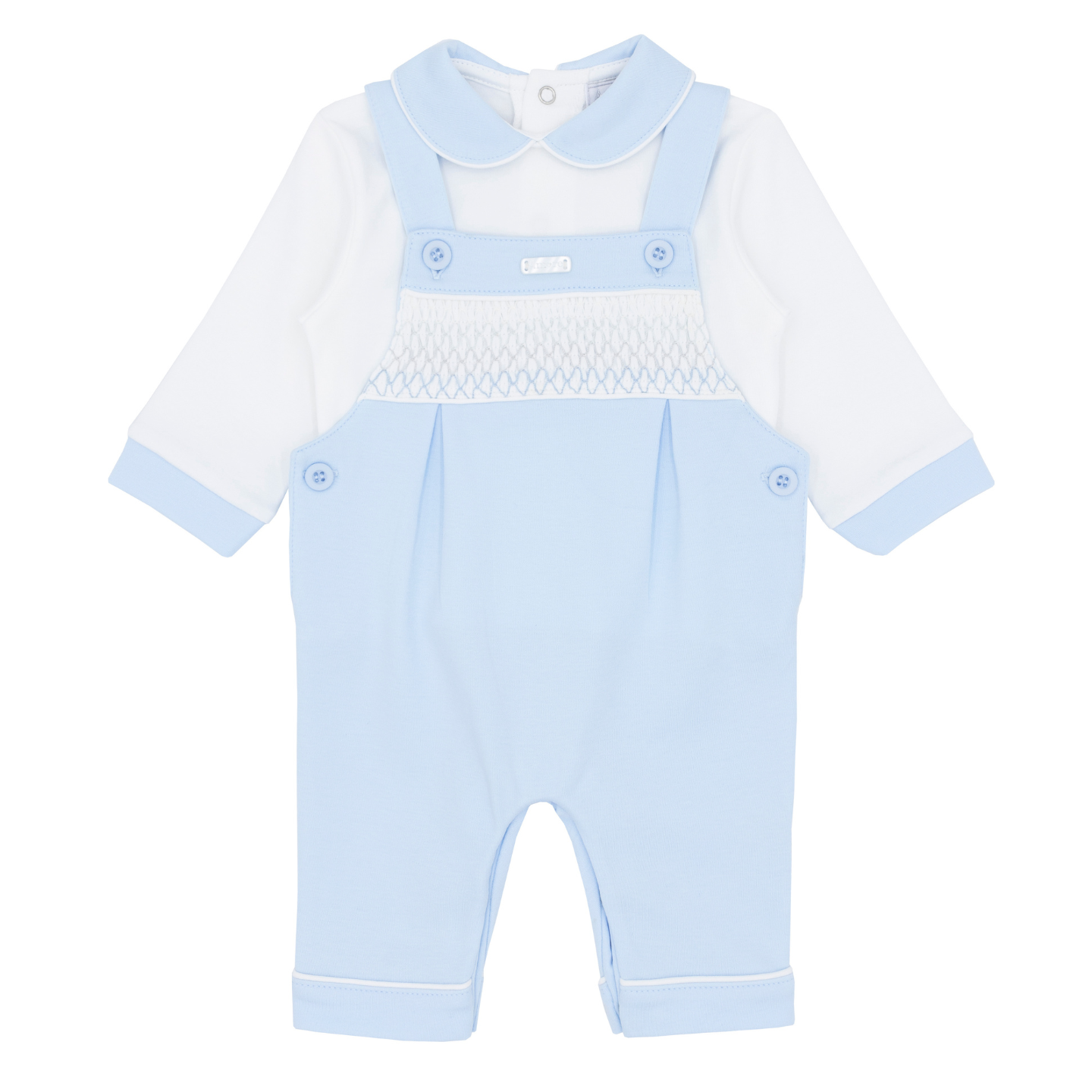 Amore Blue Smocked Dungaree Set