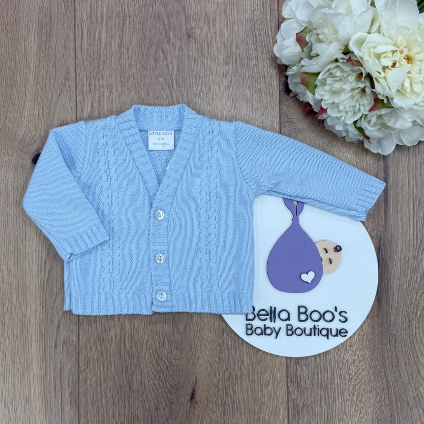 Blue Cable Knit Cardigan