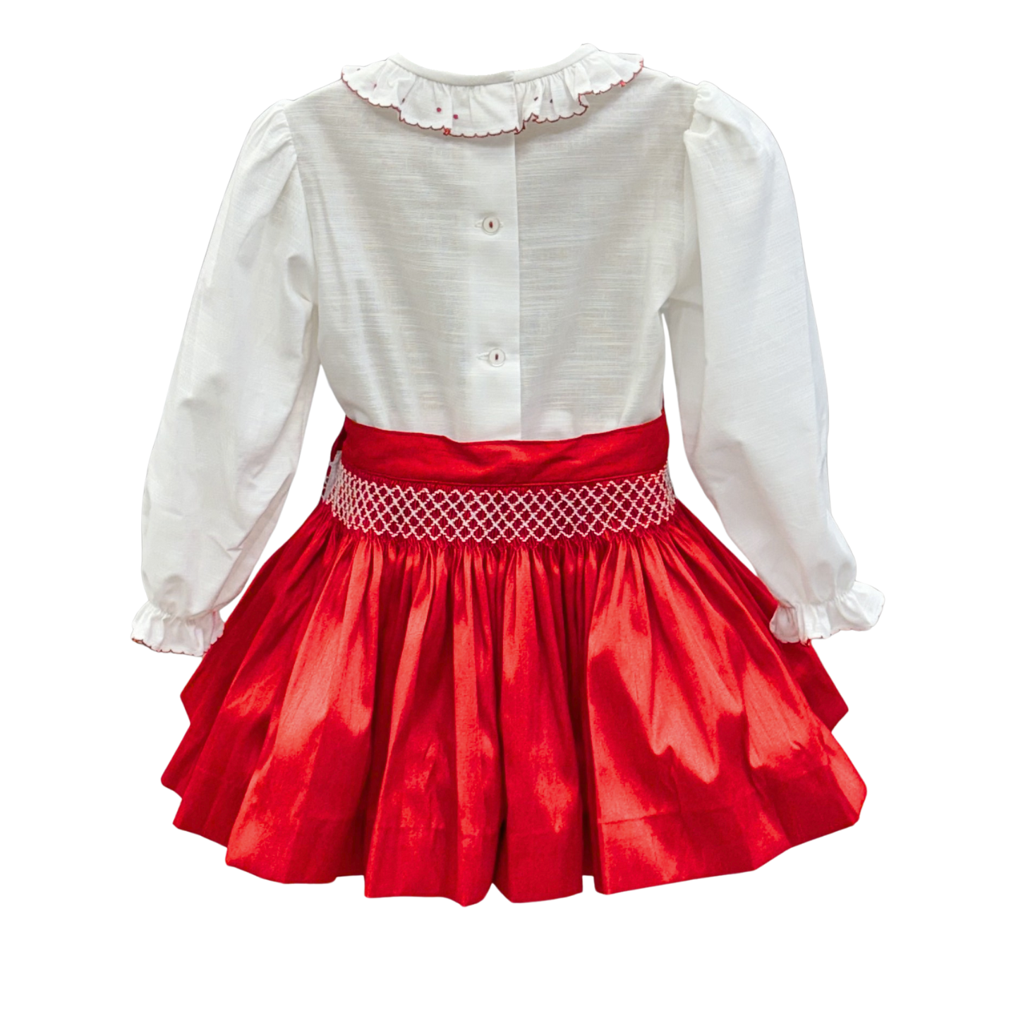 Pretty Originals Girls Red Smock Skirt Set