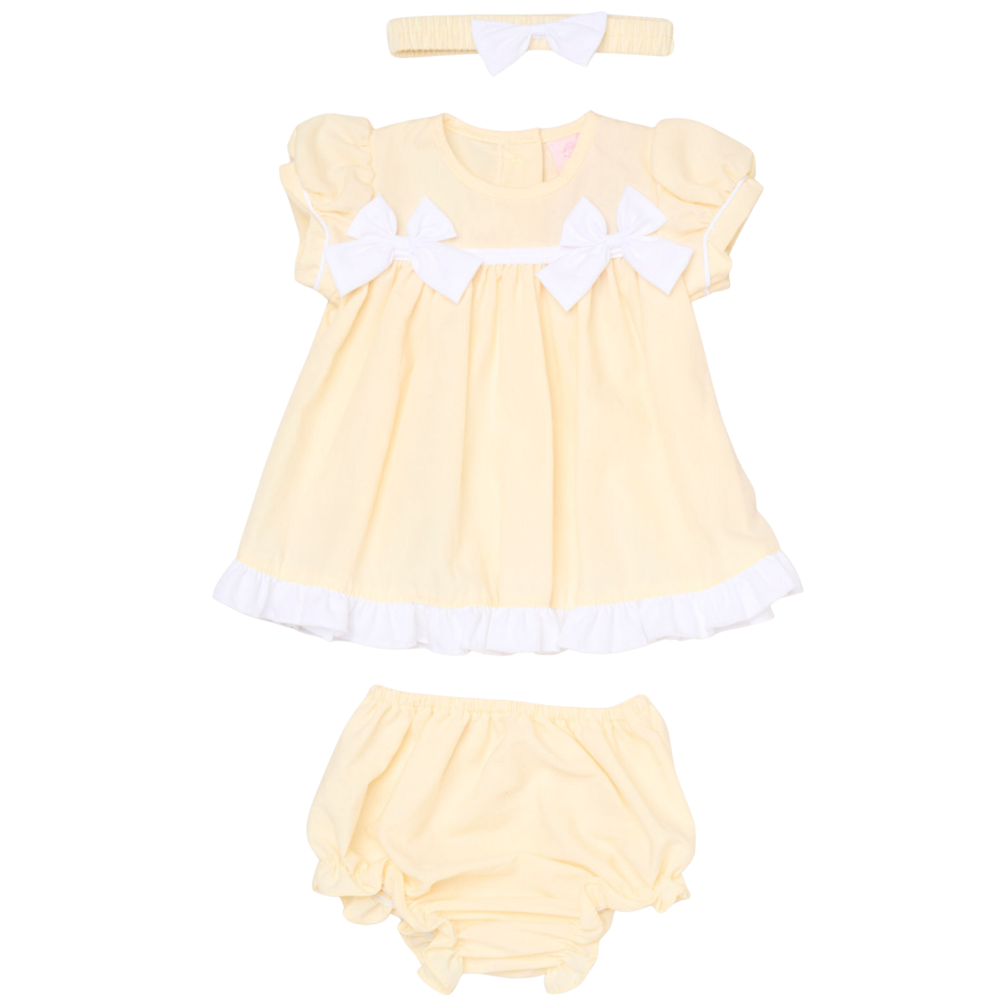 Girls Lemon Bow Dress With Pants & Headband
