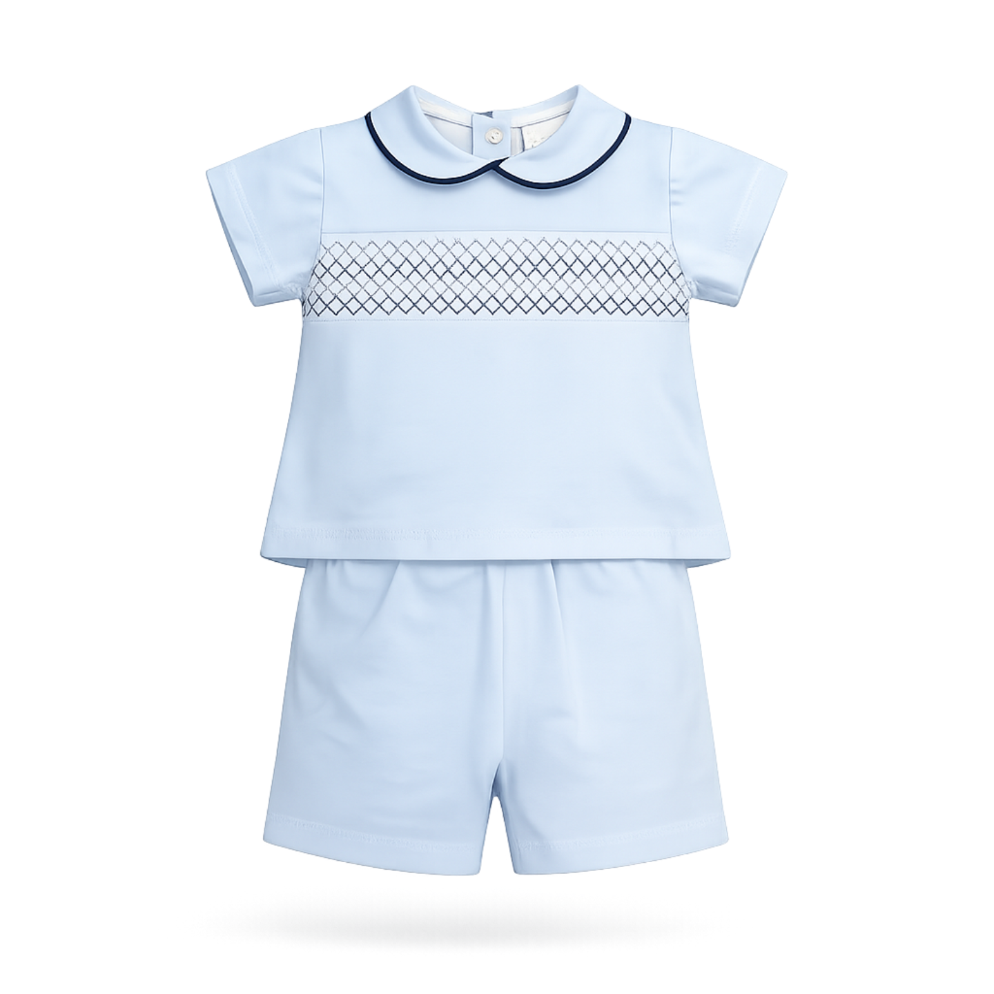 Little Nosh Baby Boys Blue Smock Short Set
