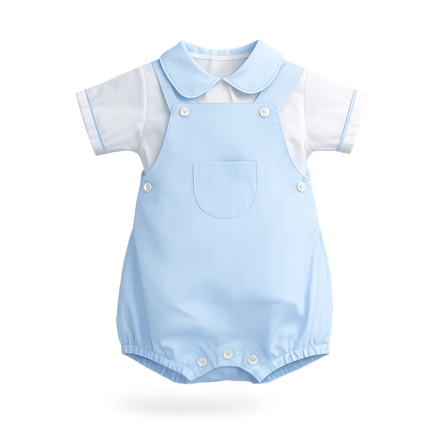 Little Nosh Baby Blue Romper & Shirt Set