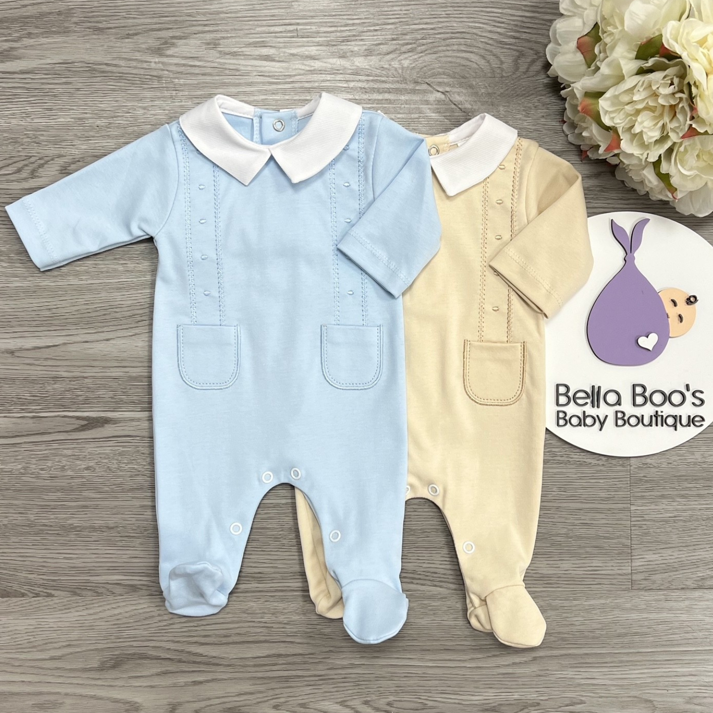 Beige Cotton Sleepsuit With Pockets