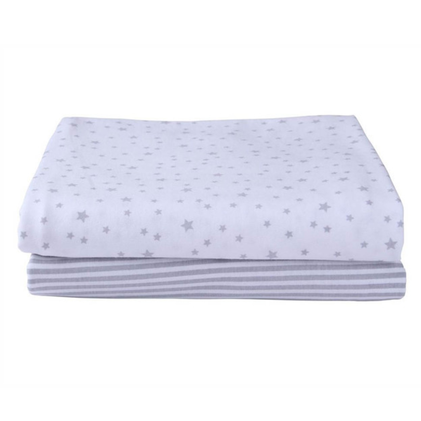 Clair de Lune Stars & Stripes 3 Piece Cot Bed Bundle - Grey