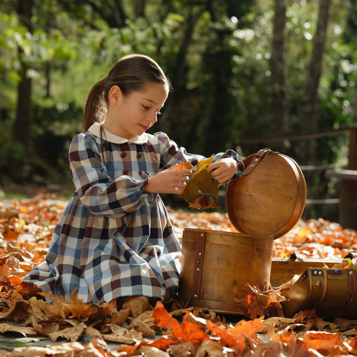 Deolinda Girls Blue/Beige Check Dress