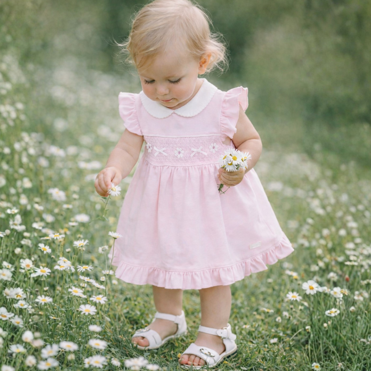 Amore Girls Pink Smock Dress