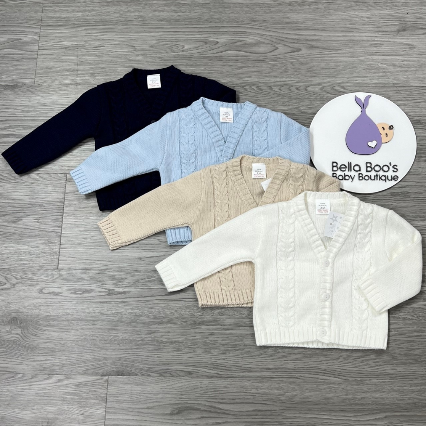 Blue Cable Knit Button Cardigan