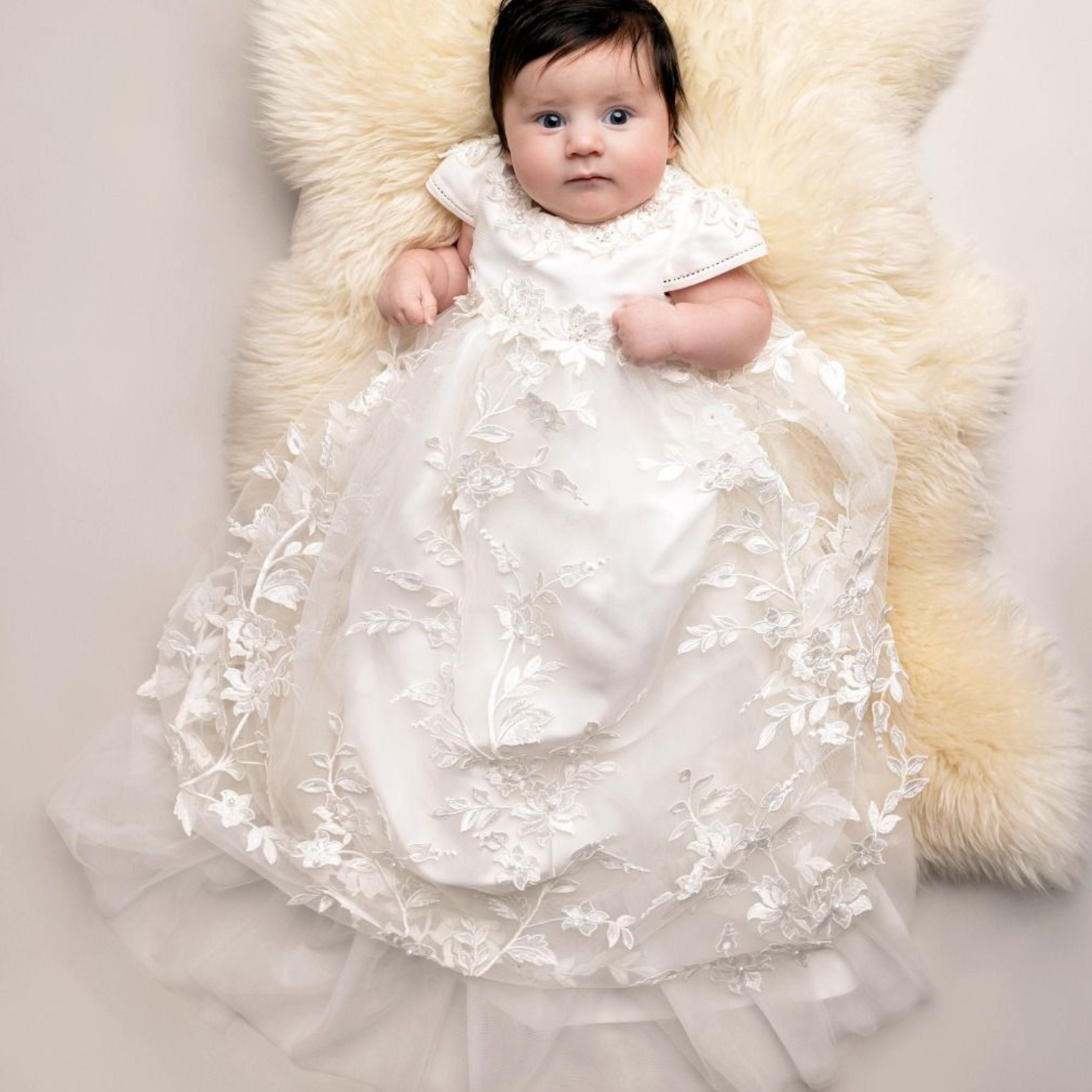 Baby Girls Krystal Christening Gown Ivory