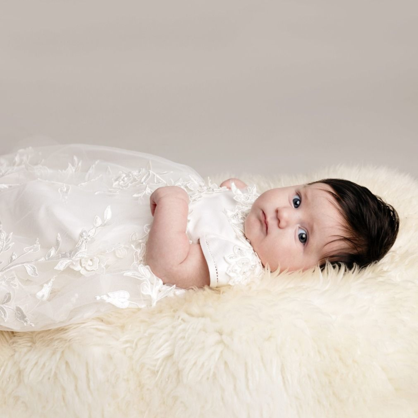 Baby Girls Krystal Christening Gown Ivory