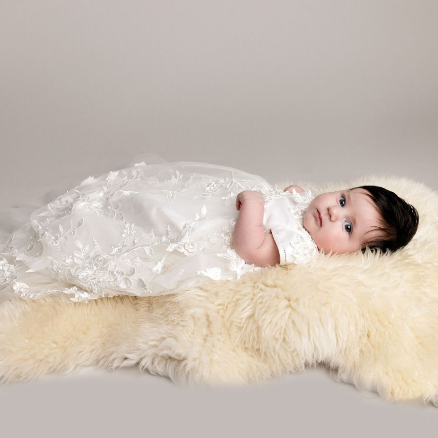Baby Girls Krystal Christening Gown Ivory