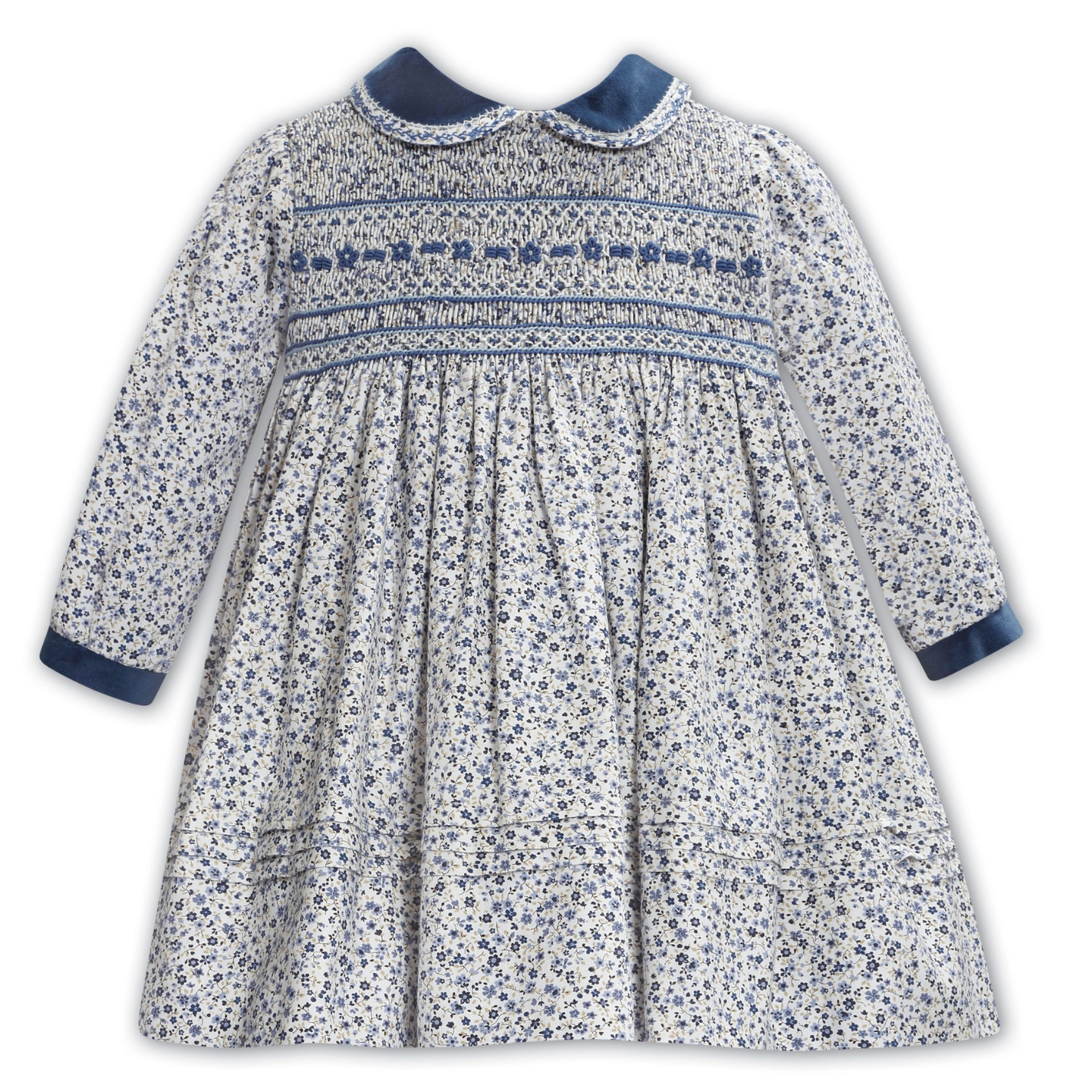 Sarah Louise Ivory/French Navy Floral Smock Dress