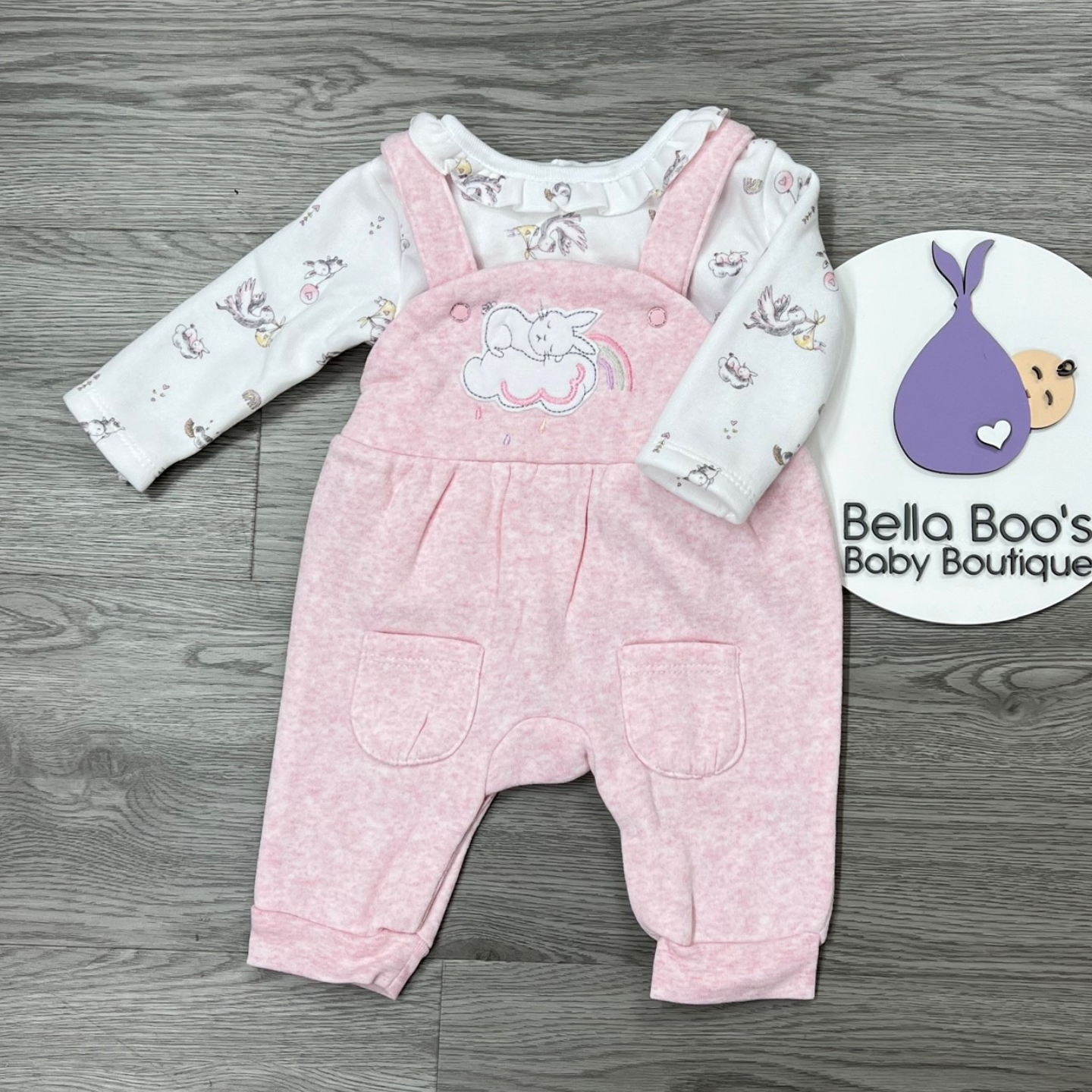 Baby Girls Pink Dungaree Set