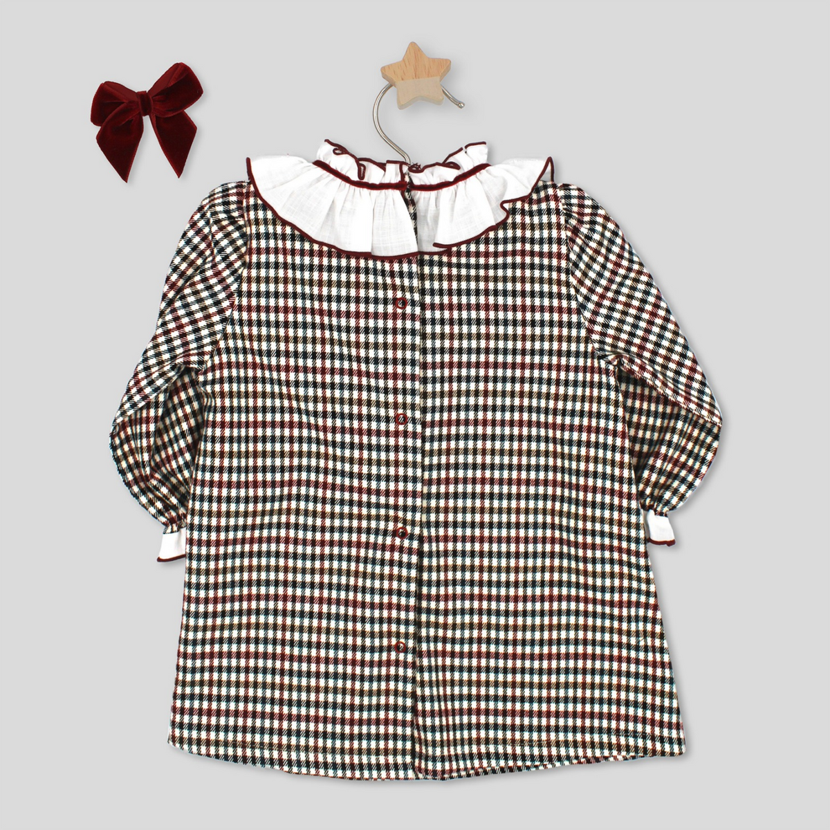 Rapife Girls Burgundy Check Dress