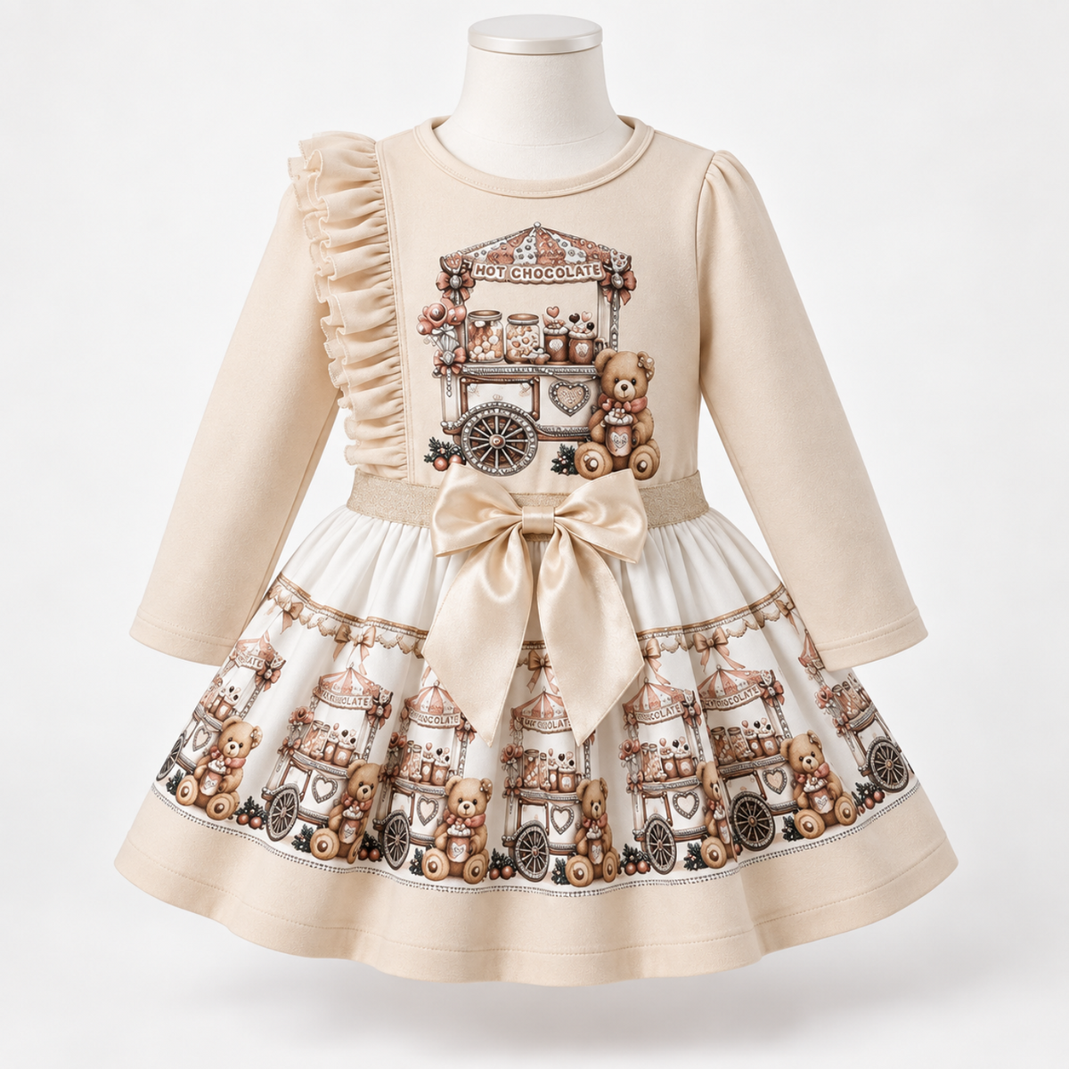 Girls Beige Skirt Set