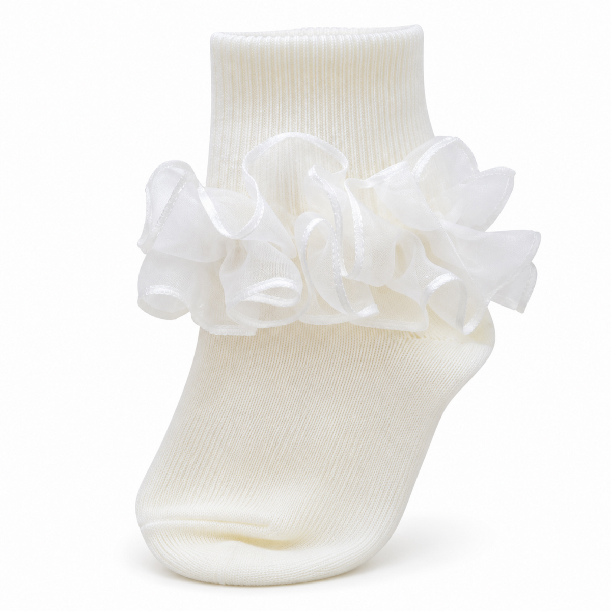Pretty Originals Girls Cream Frilly Ankle Sock