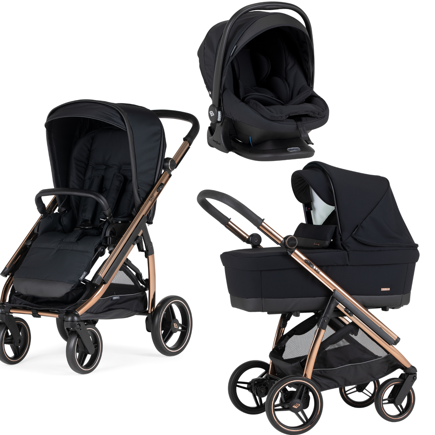 EX-DISPLAY Bebecar Pack Wei Combination & Car seat - Soft Black