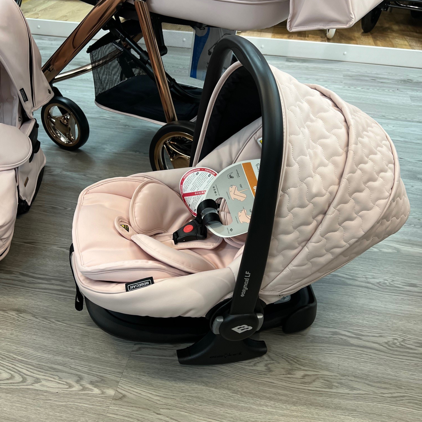 EX-DISPLAY Bebecar V-Pack Travel System - Pink Opal with bag/footmuff