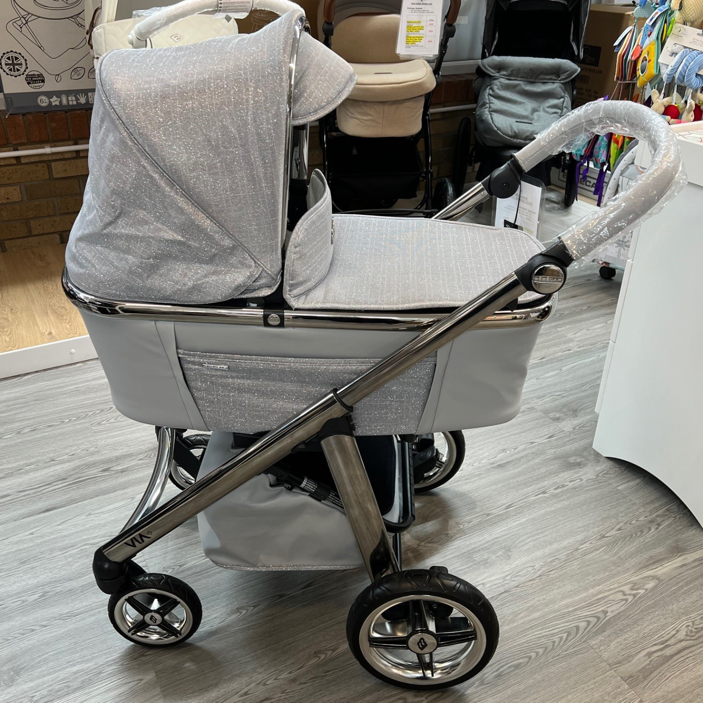 EX-DISPLAY Bebecar Prive Via+ Diamond Grey & Car Seat/Bag/Footmuff