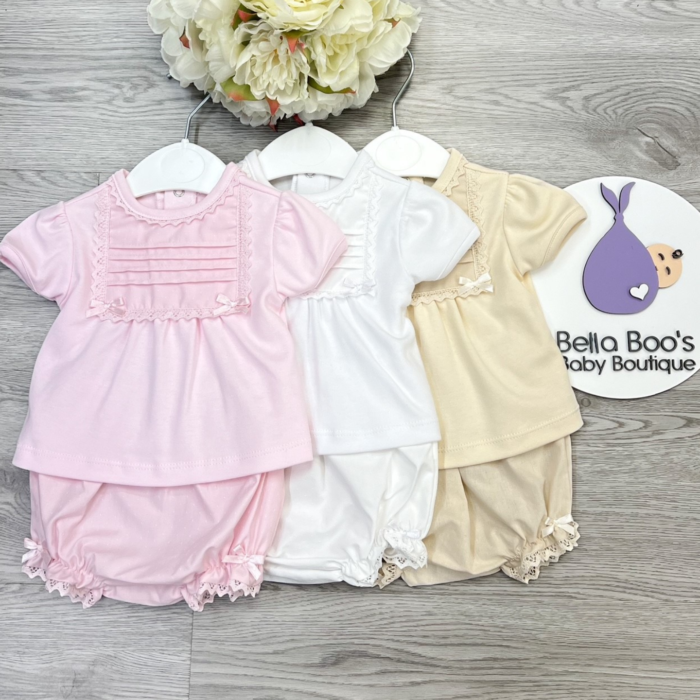 Girls Beige Cotton Jam Pant Set