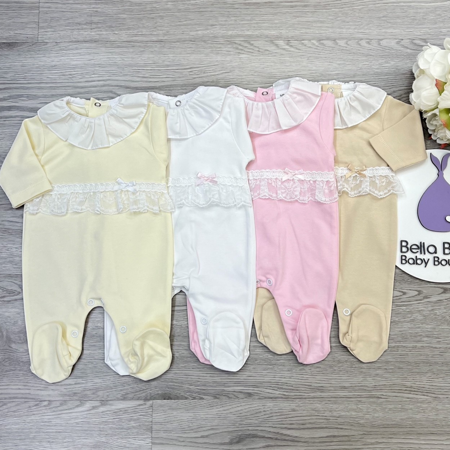 Girls White Lace Sleepsuit