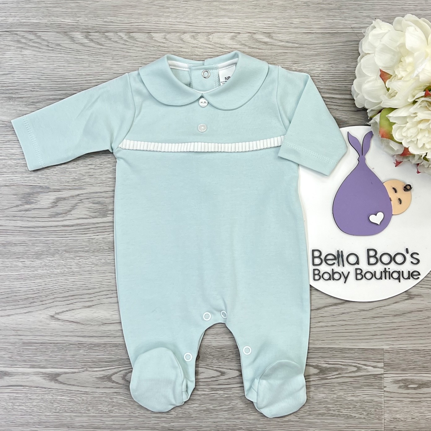 Mint Sleepsuit – Bella Boo's Baby Boutique1
