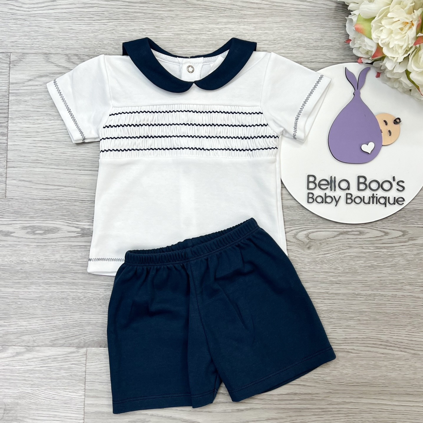 Boys Navy Smock Sailor Set
