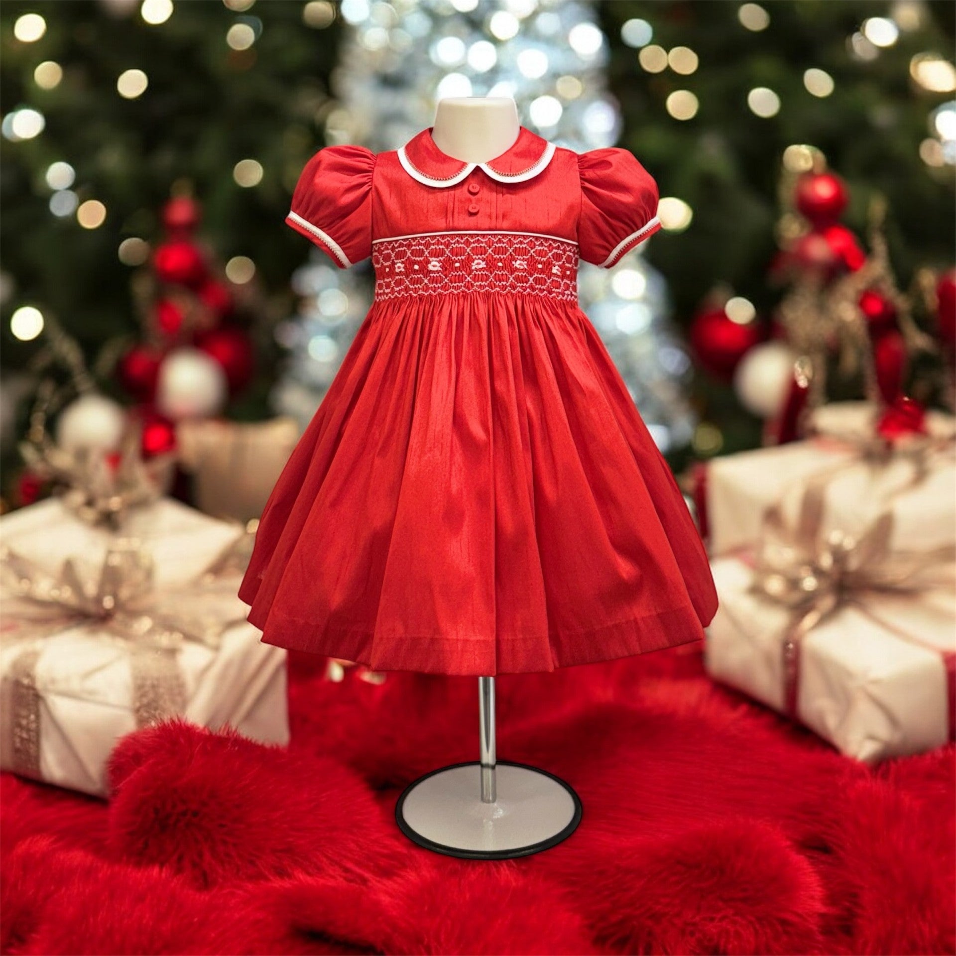 Pretty Originals Girls Red Smock Dress – Bella Boo's Baby Boutique