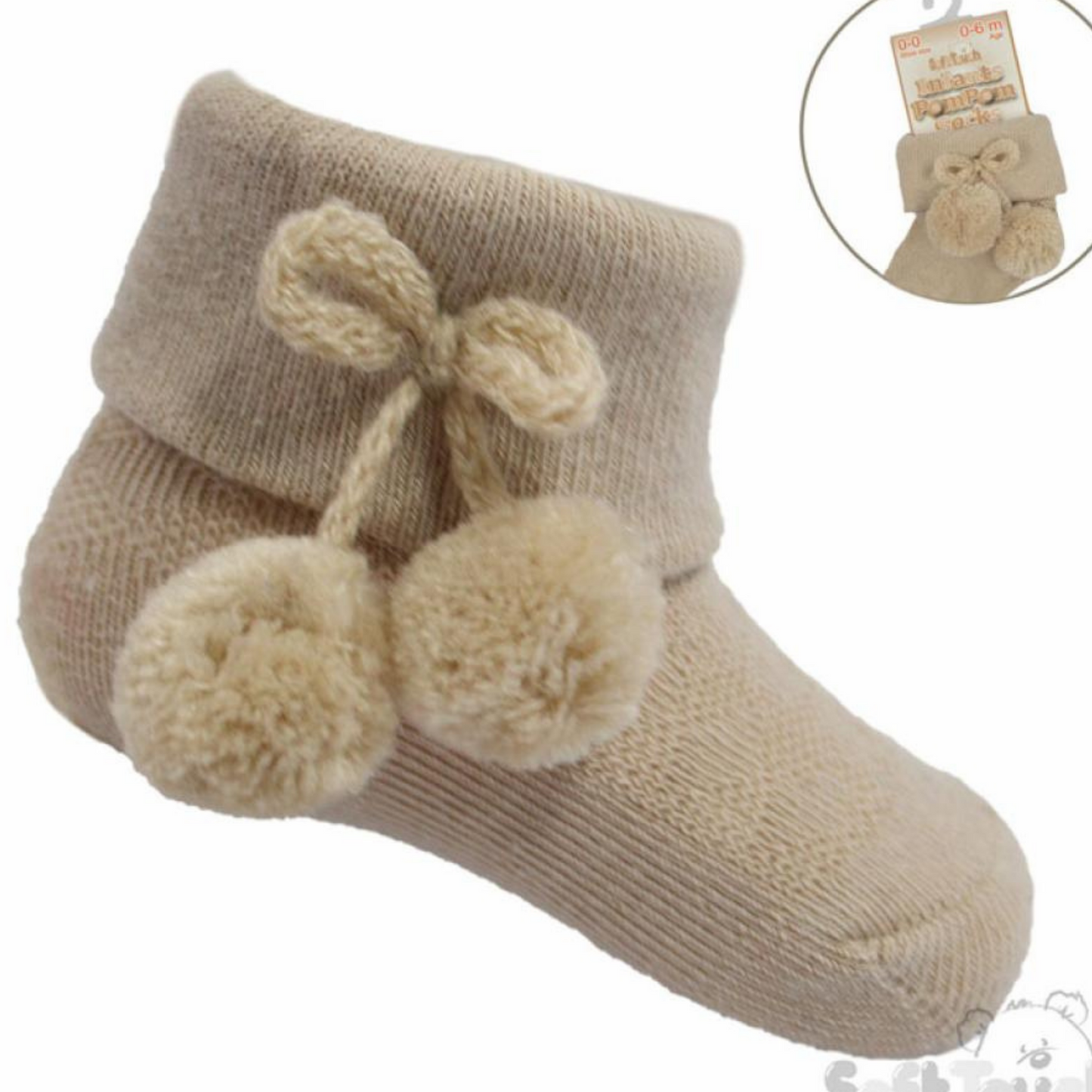 Camel Pom Pom Ankle Sock