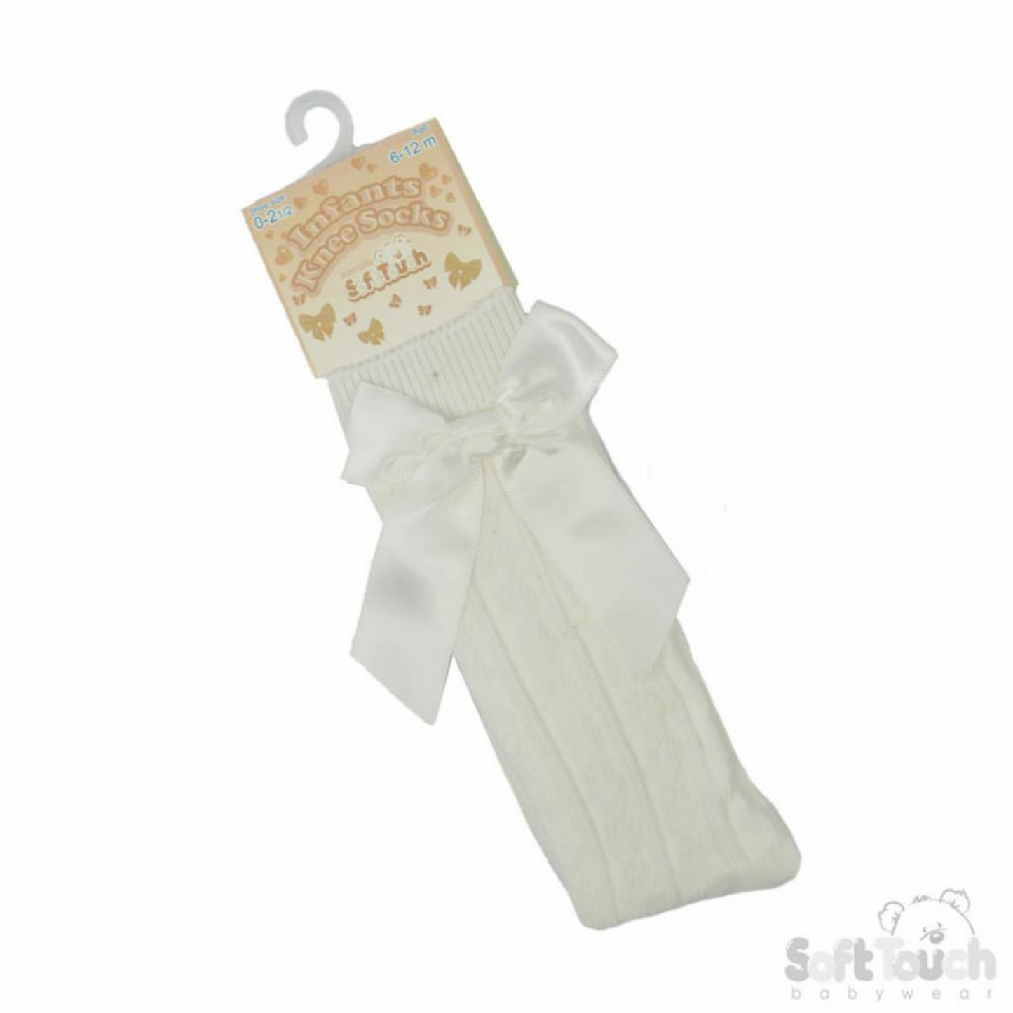 Cream Ribbon Bow Knee Sock