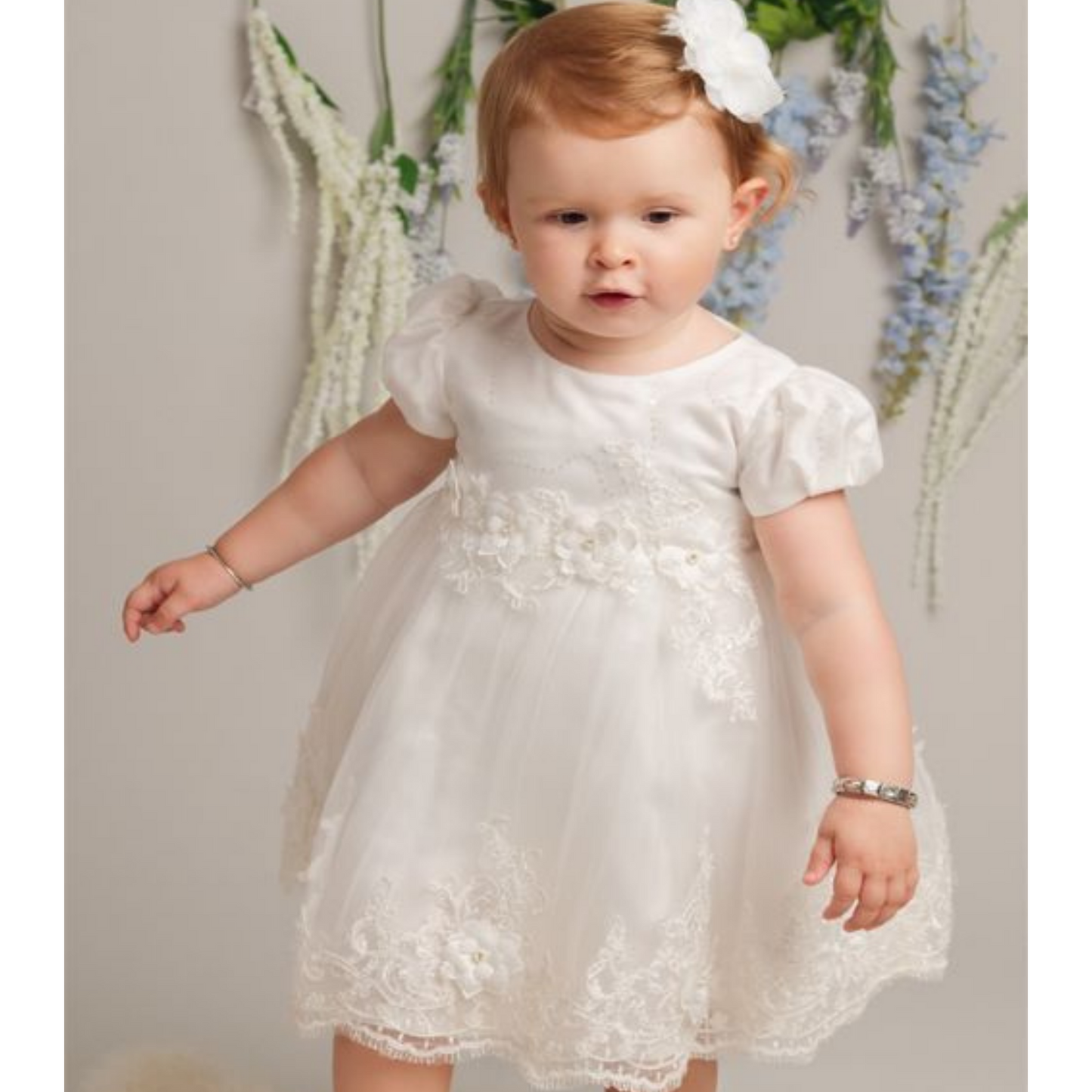 Girls 'Riya' Ivory Christening/Party Dress