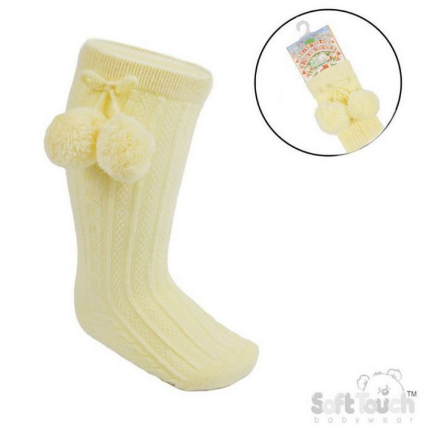 Lemon Pom Pom Knee Sock